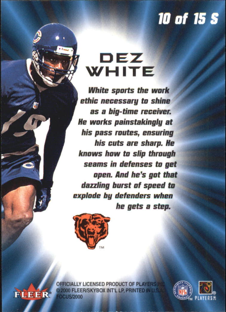 2000 Fleer Focus Sparklers #10 Dez White back image