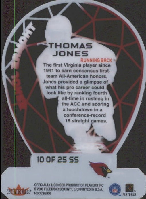 2000 Fleer Focus Star Studded #10 Thomas Jones back image