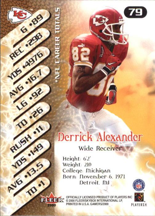 2000 Fleer Gamers #79 Derrick Alexander back image