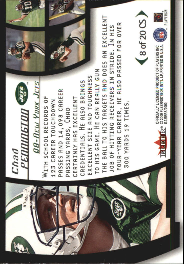 2000 Fleer Gamers Contact Sport #8 Chad Pennington back image