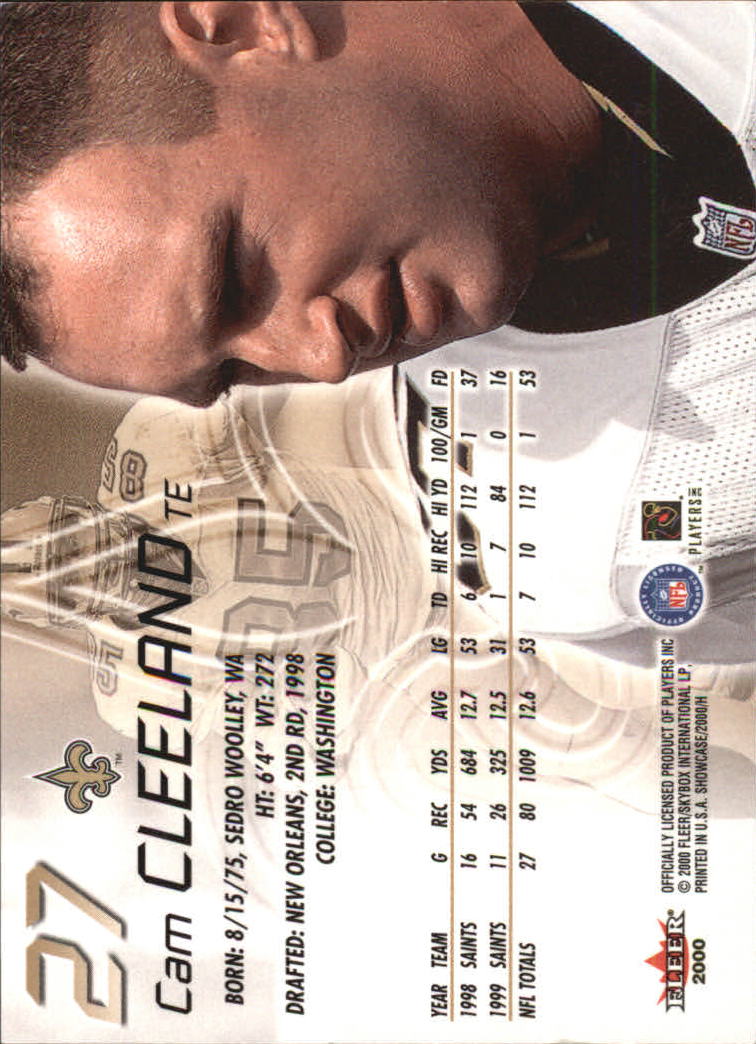 2000 Fleer Showcase #27 Cam Cleeland back image