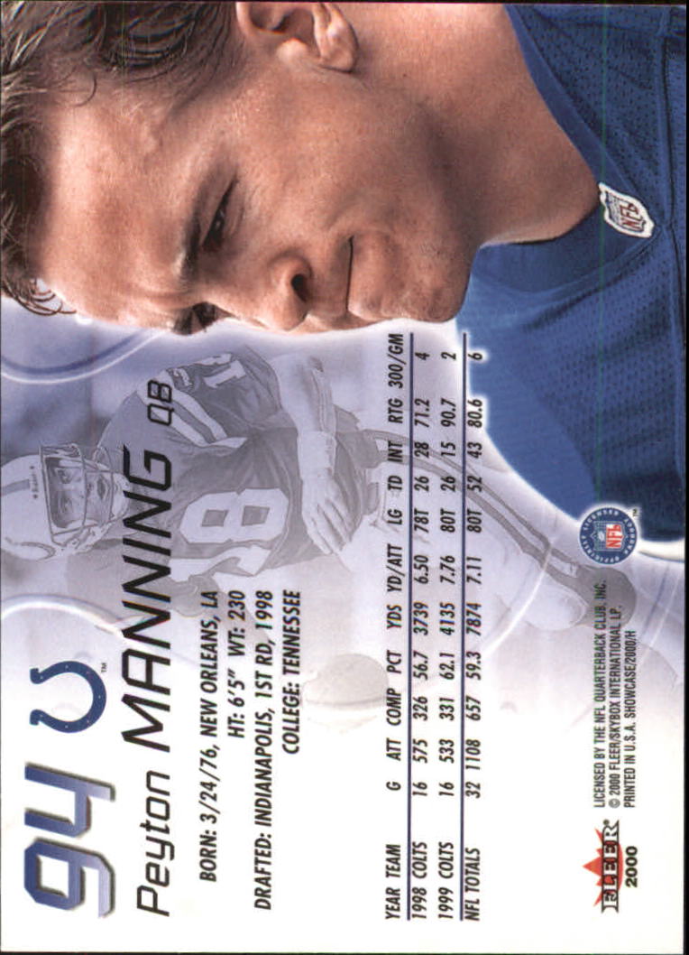 2000 Fleer Showcase #94 Peyton Manning back image