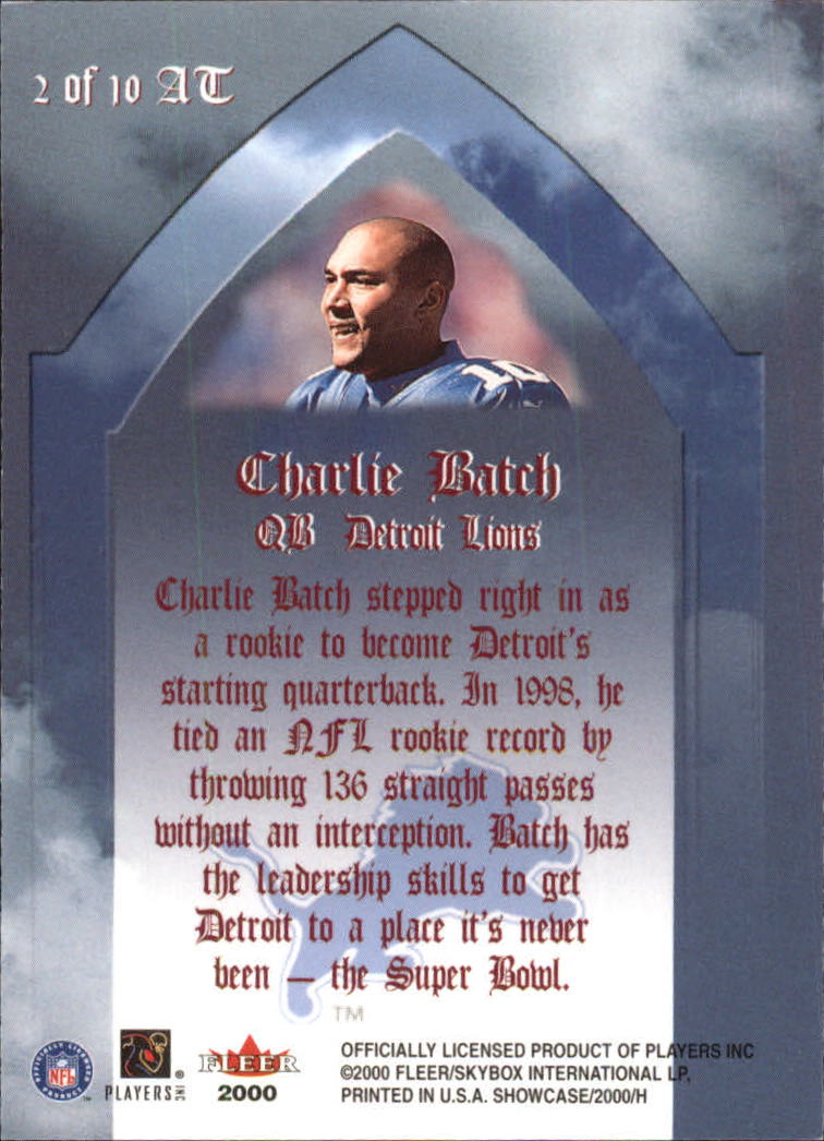 2000 Fleer Showcase Air to the Throne #2 Charlie Batch back image