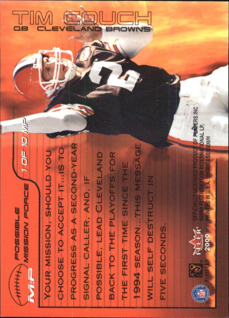 2000 Fleer Showcase Mission Possible #1 Tim Couch back image