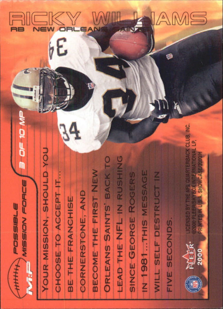 2000 Fleer Showcase Mission Possible #3 Ricky Williams back image