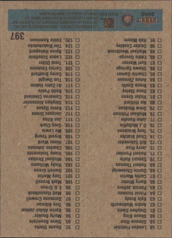 2000 Fleer Tradition #397 Tim Couch CL back image