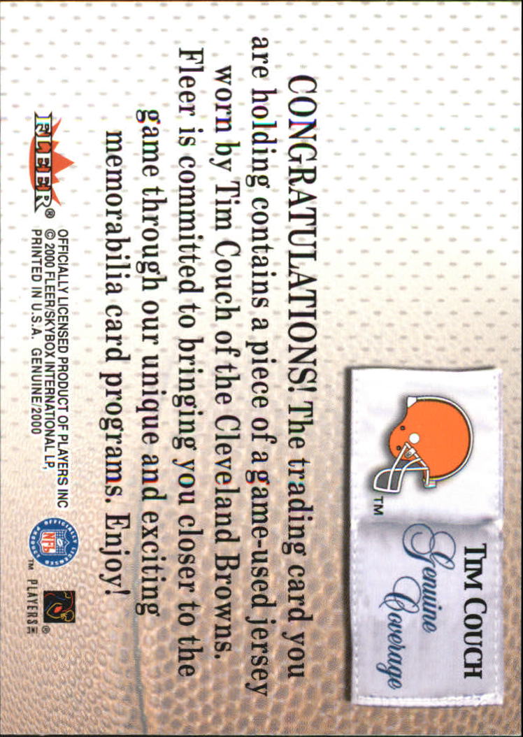 2000 Fleer Tradition Genuine Coverage #11 Tim Couch back image