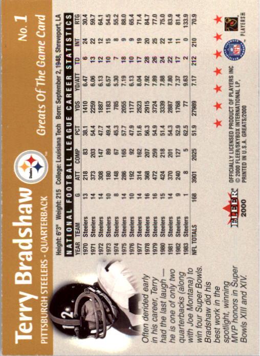 2000 Greats of the Game #1 Terry Bradshaw back image