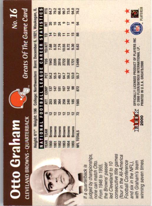 2000 Greats of the Game #16 Otto Graham back image
