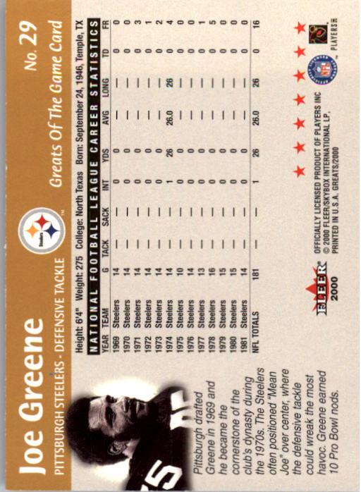 2000 Greats of the Game #29 Joe Greene back image