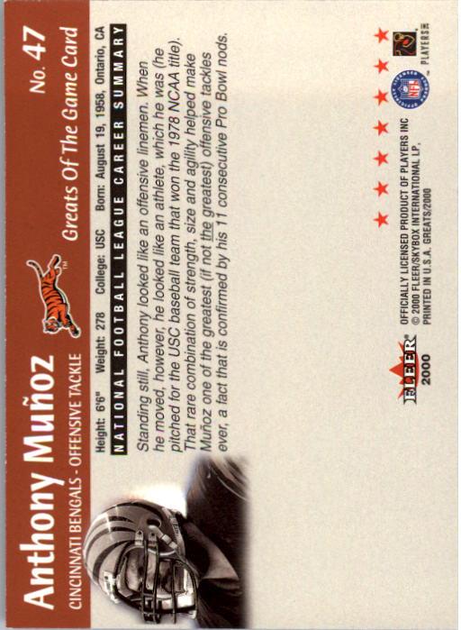 2000 Greats of the Game #47 Anthony Munoz back image