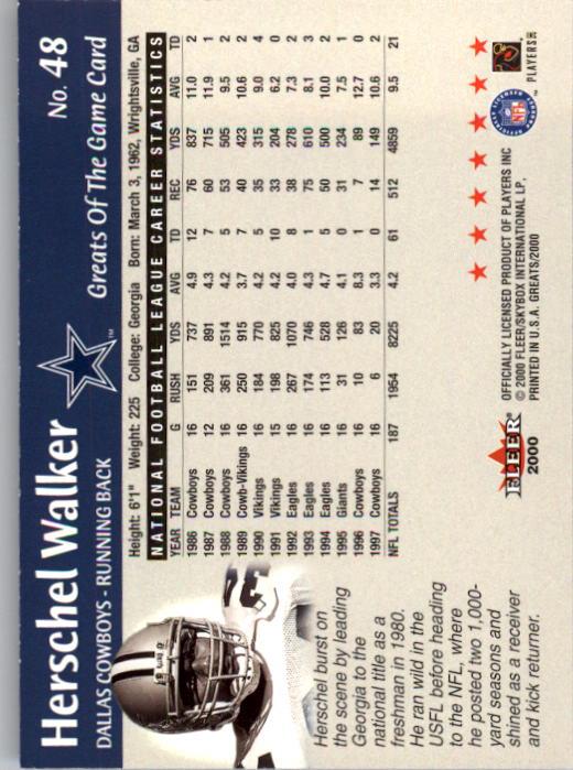 2000 Greats of the Game #48 Herschel Walker back image
