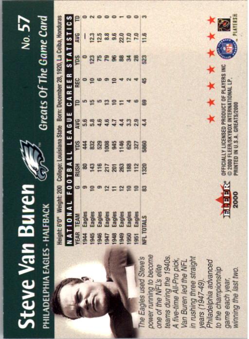 2000 Greats of the Game #57 Steve Van Buren back image