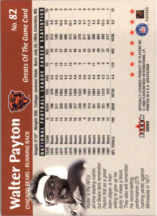 2000 Greats of the Game #82 Walter Payton back image