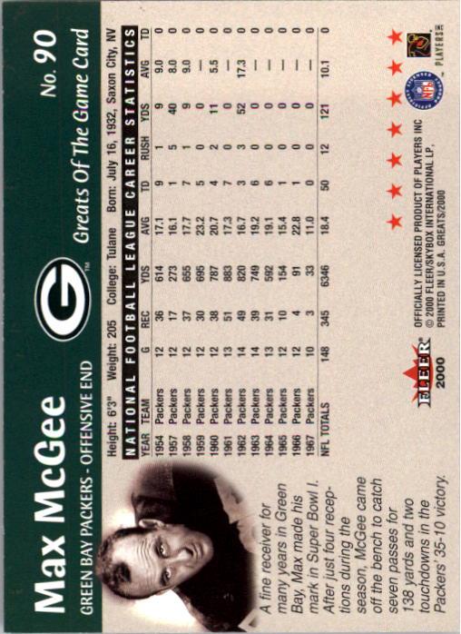 2000 Greats of the Game #90 Max McGee back image