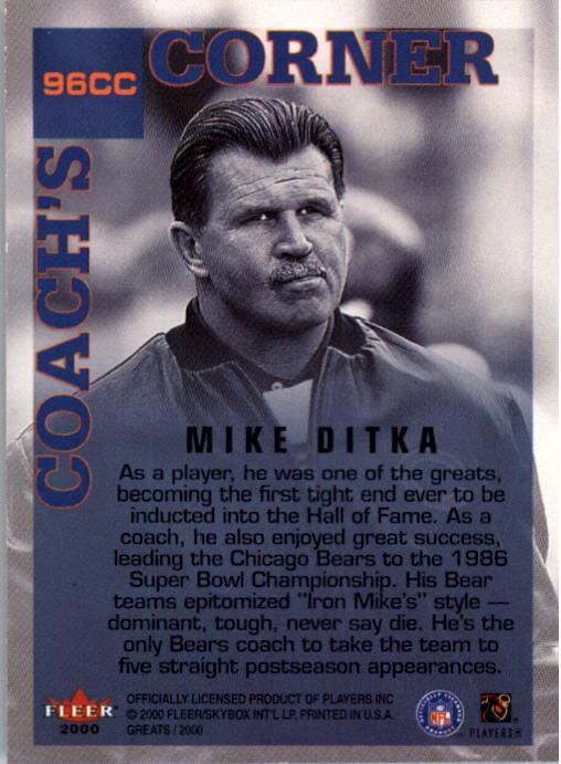2000 Greats of the Game #96 Mike Ditka CC back image