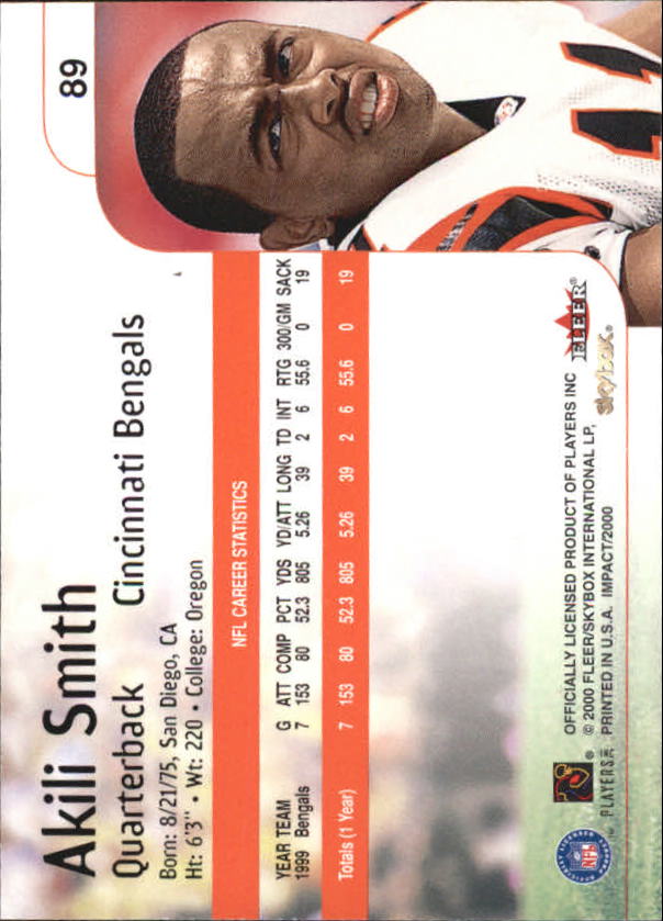 2000 Impact #89 Akili Smith back image