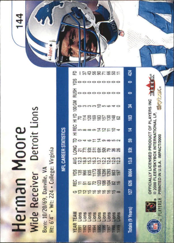 2000 Impact #144 Herman Moore back image