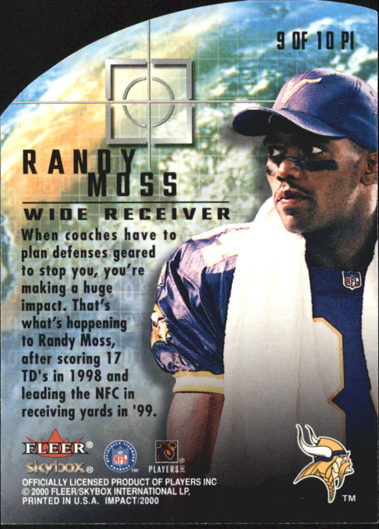 2000 Impact Point of Impact #PI9 Randy Moss back image