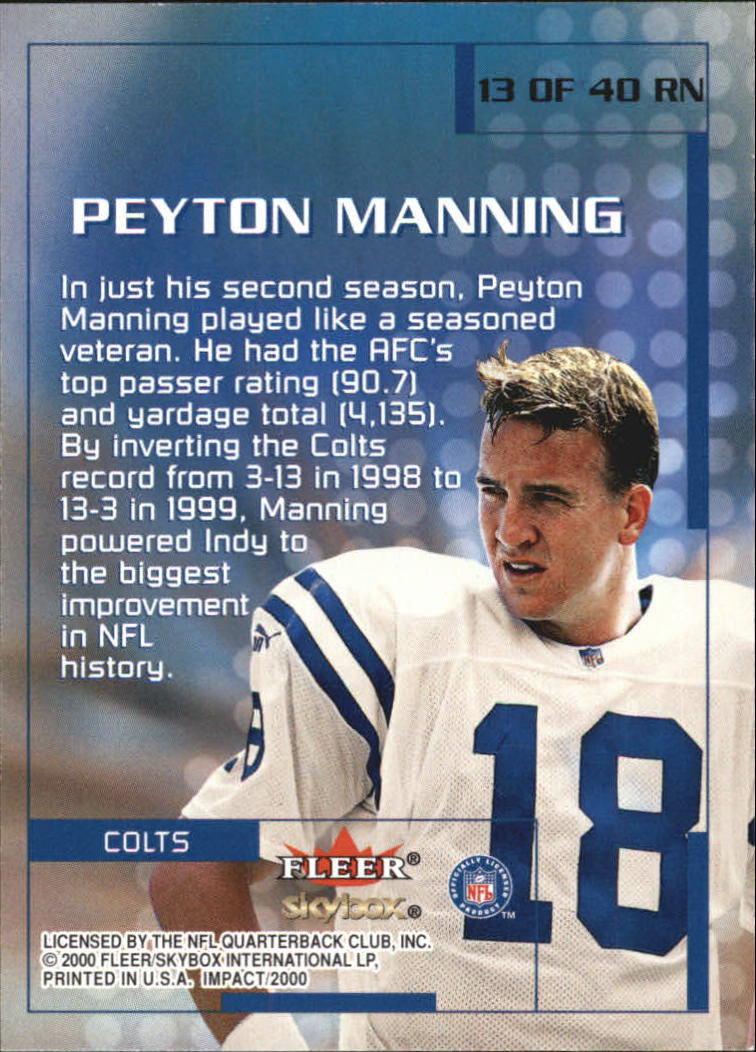 2000 Impact Rewind '99 #13 Peyton Manning back image