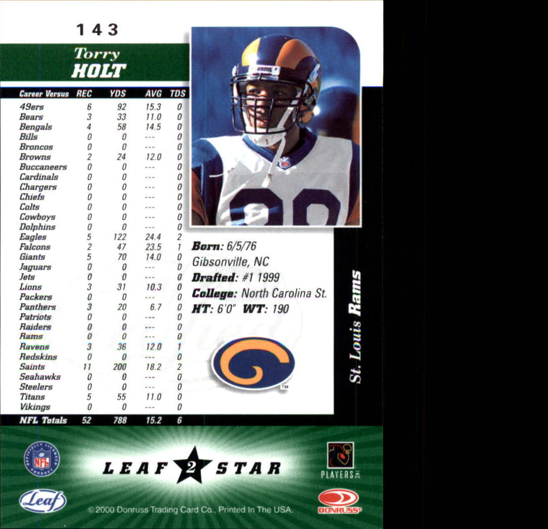 2000 Leaf Certified #143 Torry Holt back image