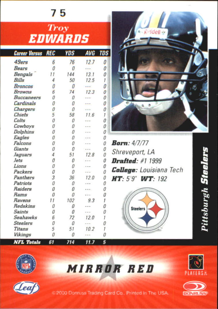 2000 Leaf Certified Football "Insert and Parallel" Cards - Picture 17 of 21