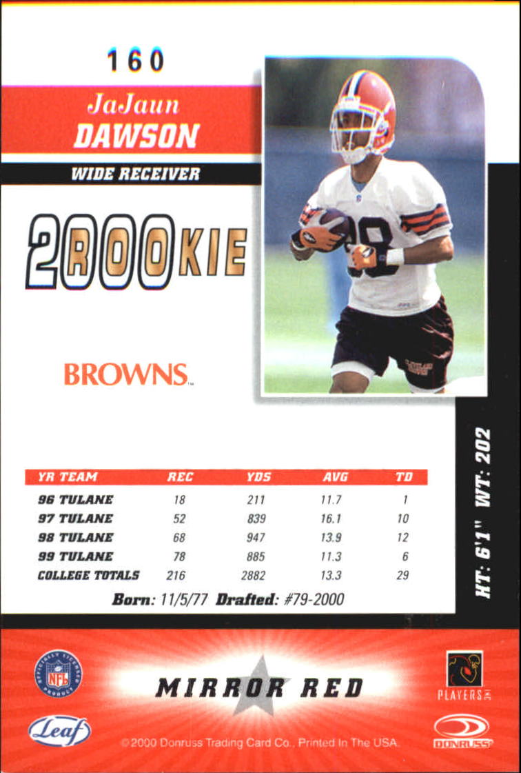 2000 Leaf Certified Mirror Red #160 JaJuan Dawson