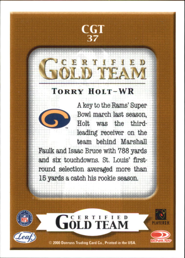 2000 Leaf Certified Gold Team #CGT37 Torry Holt back image