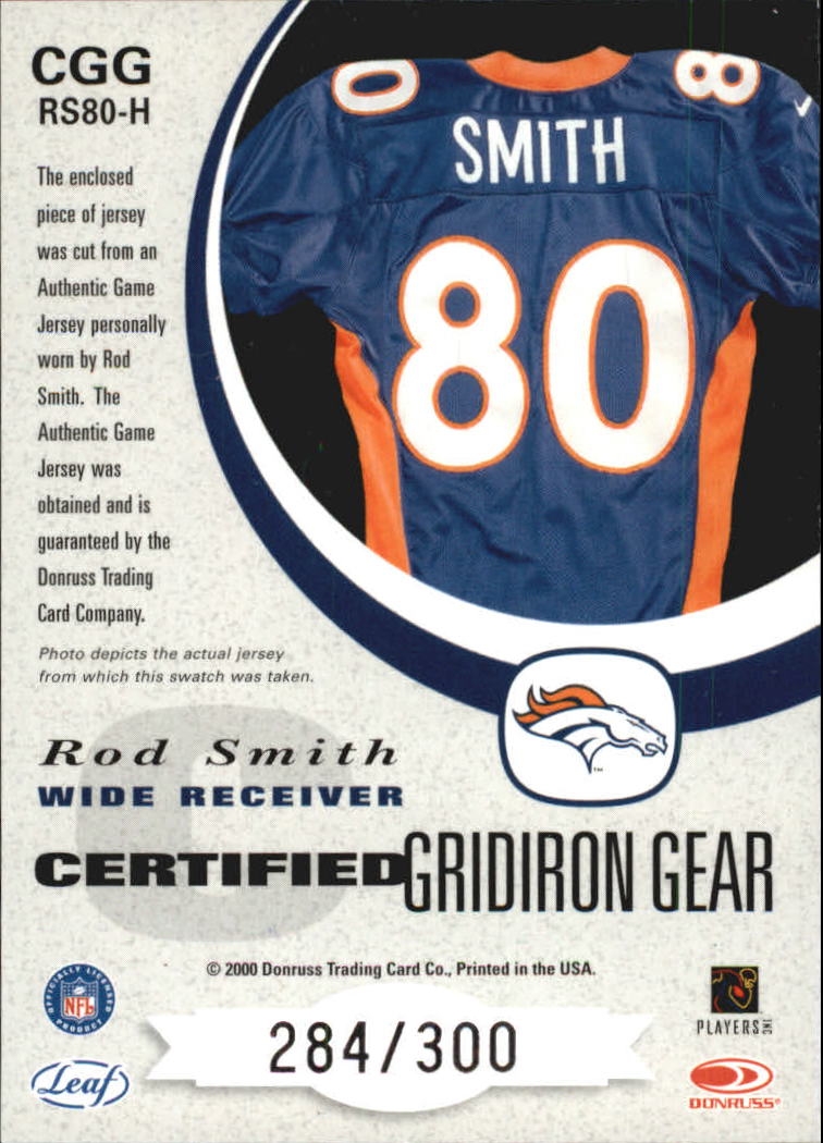 2000 Leaf Certified Gridiron Gear #RS80H Rod Smith/300 back image