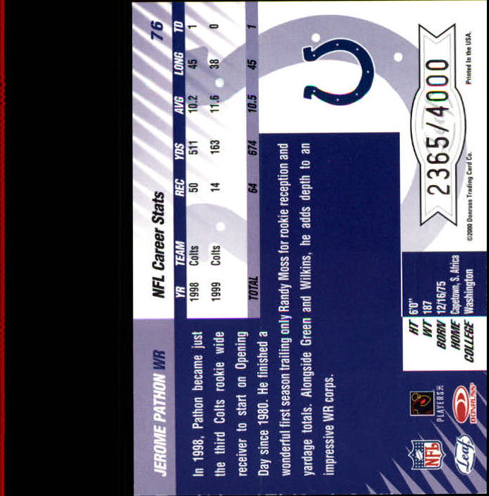 2000 Leaf Limited Football "Main Set" Cards - Picture 15 of 33