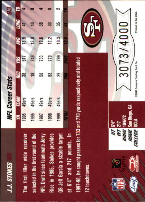 2000 Leaf Limited #93 J.J. Stokes back image