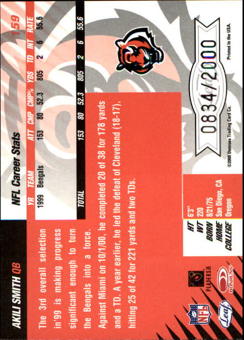 2000 Leaf Limited #159 Akili Smith back image