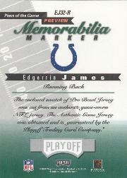 2000 Leaf Limited Piece of the Game Previews #EJ32R Edgerrin James back image
