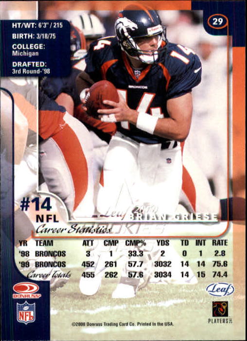 2000 Leaf Rookies and Stars Football "Main Set" Cards - Picture 57 of 223