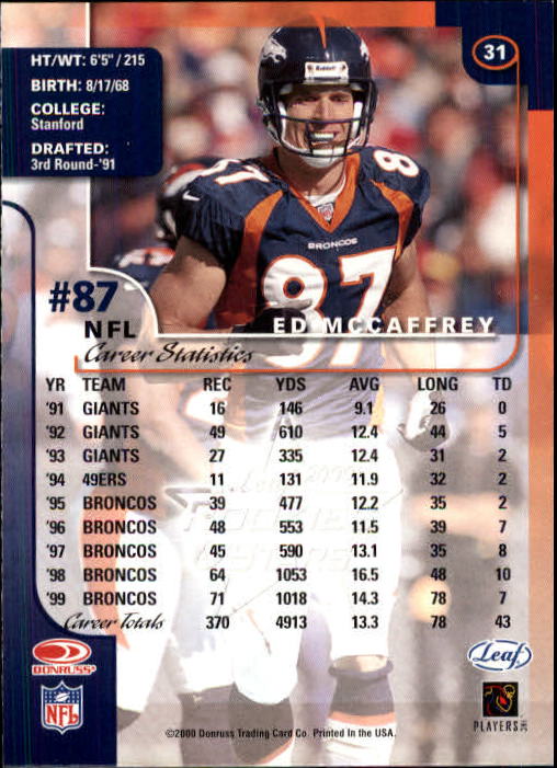 2000 Leaf Rookies and Stars Football "Main Set" Cards - Picture 61 of 223