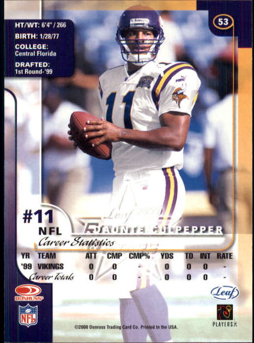 2000 Leaf Rookies and Stars Football "Main Set" Cards - Picture 103 of 223