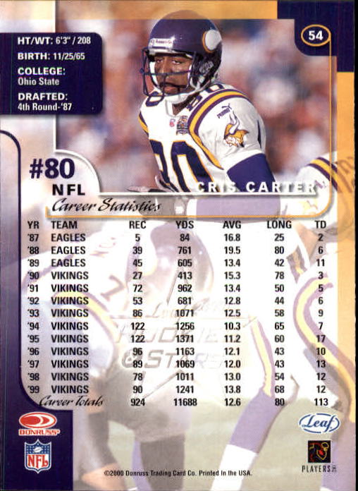 2000 Leaf Rookies and Stars Football "Main Set" Cards - Picture 105 of 223
