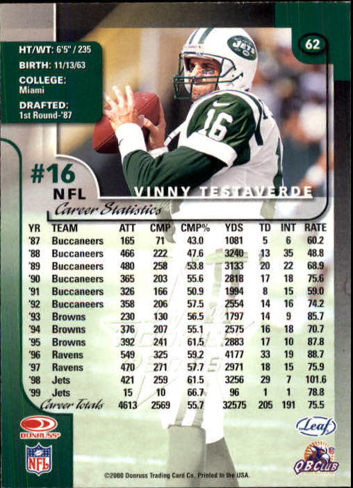 2000 Leaf Rookies and Stars Football "Main Set" Cards - Picture 121 of 223