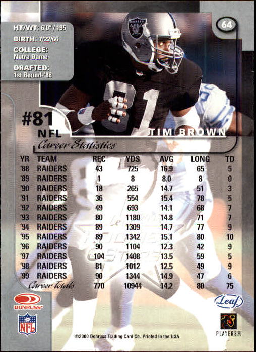2000 Leaf Rookies and Stars Football "Main Set" Cards - Picture 125 of 223