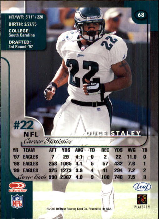 2000 Leaf Rookies and Stars #68 Duce Staley back image