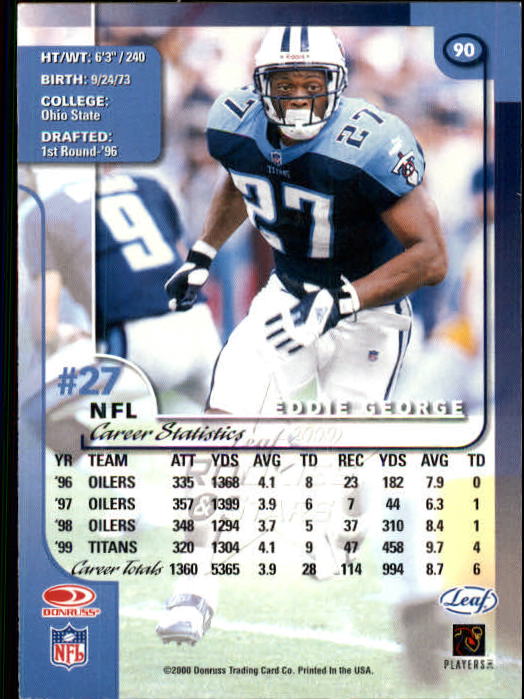 2000 Leaf Rookies and Stars Football "Main Set" Cards - Picture 171 of 223