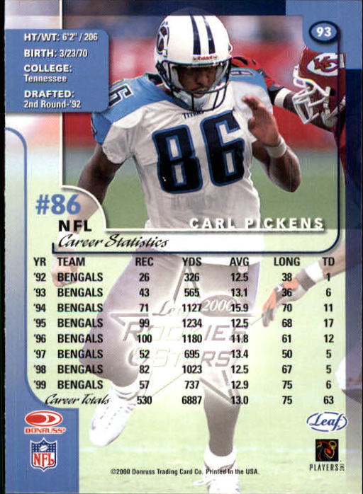 2000 Leaf Rookies and Stars Football "Main Set" Cards - Picture 177 of 223