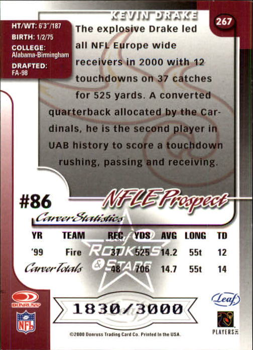 2000 Leaf Rookies and Stars Football "Main Set" Cards - Picture 207 of 223