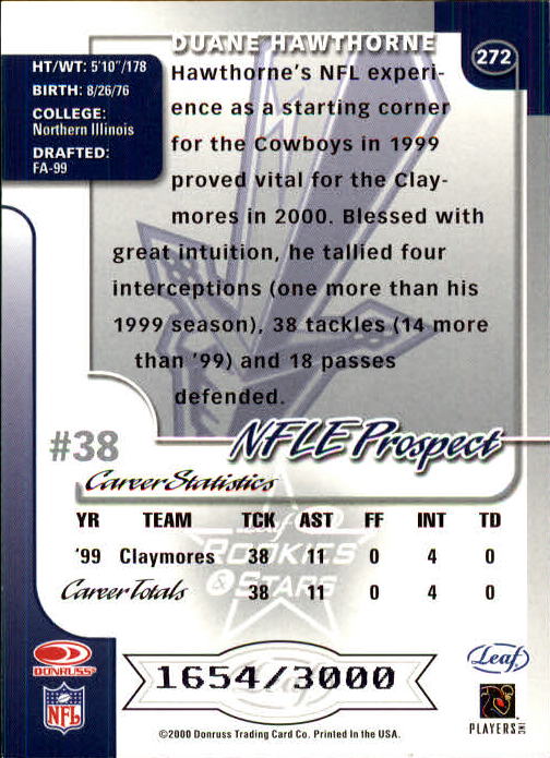 2000 Leaf Rookies and Stars Football "Main Set" Cards - Picture 209 of 223