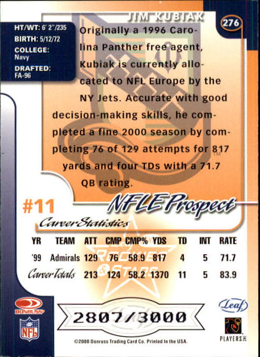 2000 Leaf Rookies and Stars Football "Main Set" Cards - Picture 211 of 223