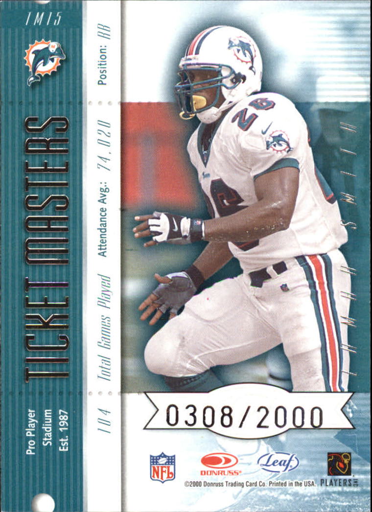 2000 Leaf Rookies and Stars Ticket Masters #TM15 J.Fiedler/L.Smith back image