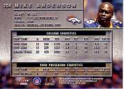 2000 Metal #204 Mike Anderson RC back image