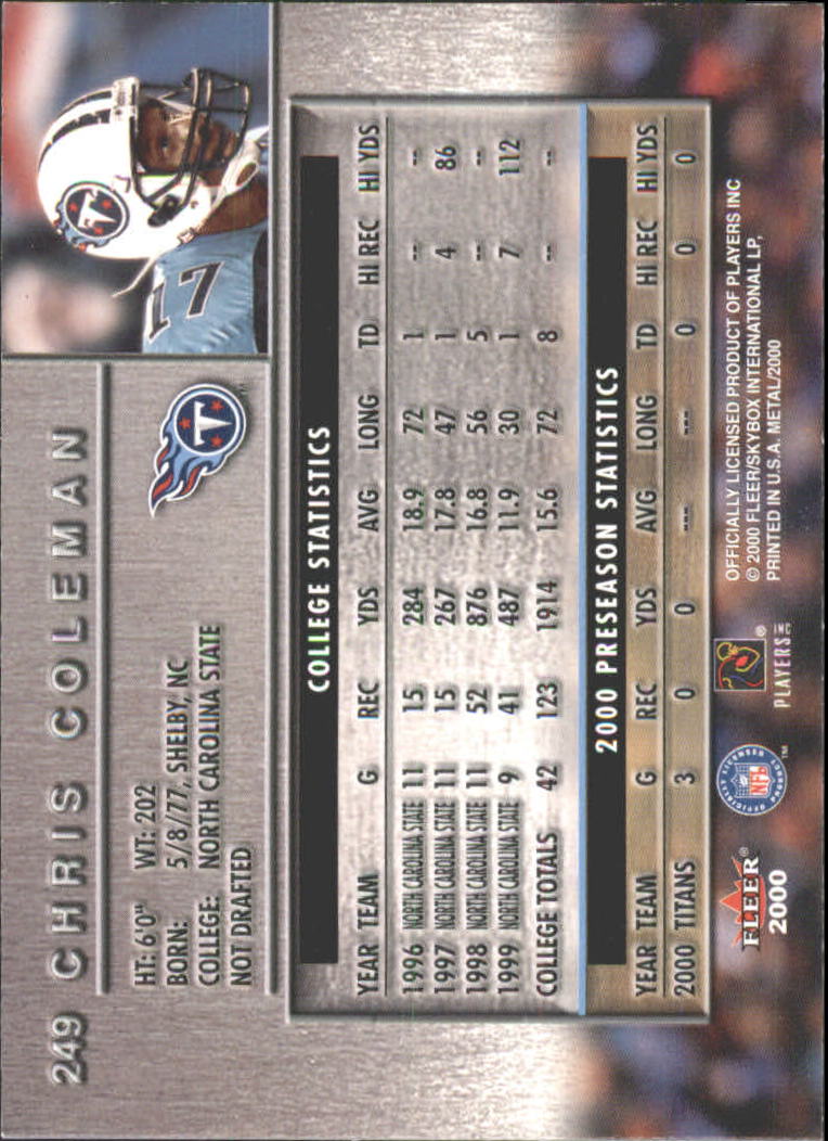 2000 Metal (Fleer) Football "Main Set" Cards - Picture 71 of 118