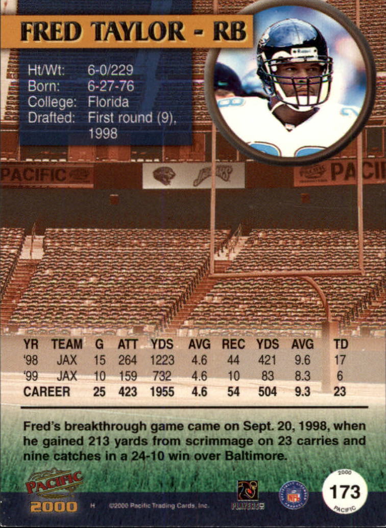 2000 Pacific #173 Fred Taylor back image