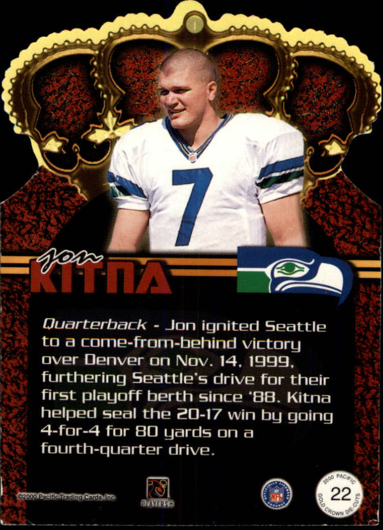 2000 Pacific Gold Crown Die Cuts #22 Jon Kitna back image